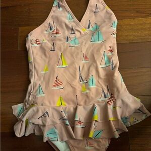 Hanna Andersson Pink Sailboat Kids Swim One Piece - size 140 or 8-10